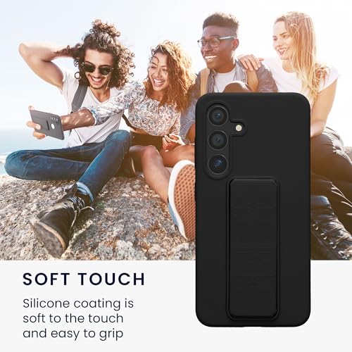 kwmobile Case for Samsung Galaxy S24 Case - Soft TPU Cover with Silicone Coating - with Hand Strap and Stand Function - Shockproof - Black - color: black, size: Galaxy S24