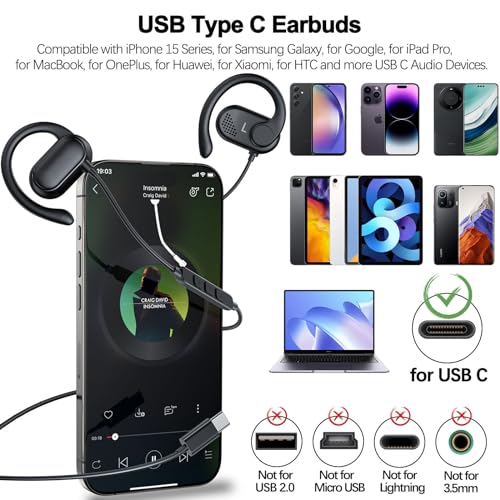 COOYA USB C Open Ear Headphones Wired Earbuds for iPhone 18 Pro Max 17 16