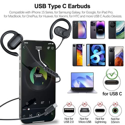 COOYA USB C Open Ear Headphones Wired Earbuds for iPhone 18 Pro Max 17 16