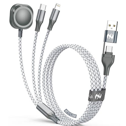 Apple Watch Charger 3 in 1 Multi Charging Cable 4FT Apple MFi Magnetic - color: Grey/Silver, size: 4ft
