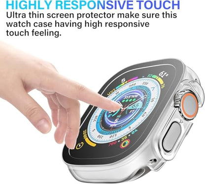 Smiling 2 Pack Case Compatible with Apple Watch Ultra 3(2025)/ Ultra 2 /Ultra 49mm with Tempered Glass Screen Protector, Hard PC Case Scratch-Resistant Overall Protective Cover -Transparent - color: Transparent, size: 49mm