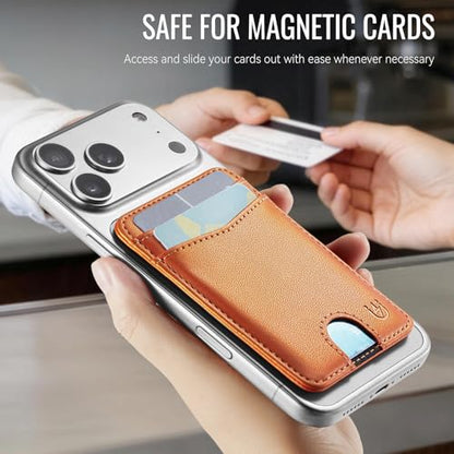 for Magsafe Wallet Magnetic Card Holder RFID Blocking, Orange - color: Orange