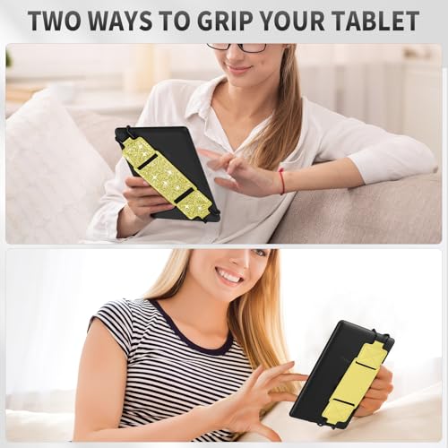 MoKo 2 Pack Hand Strap for 6-8" Kindle eReaders Tablets,Yellow+Shiny Yellow - color: Lemon Yellow+Glitter Yellow