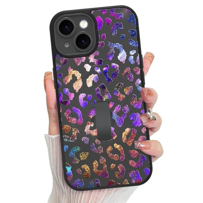KANGHAR Compatible with iPhone 15 Case Leopard Cheetah Pattern -Black - color: Black-Leopard(Iridescent), size: iPhone 15