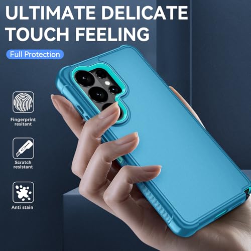 for Samsung Galaxy S26 Ultra Case with HD Screen Protector, 3-Layer Shockproof Military Grade Full Body Protection, Heavy Duty Hybrid Protective Phone Cover (Bluish Blue/Green) - color: Bluish Blue/Green