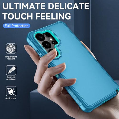 for Samsung Galaxy S26 Ultra Case with HD Screen Protector, 3-Layer Shockproof Military Grade Full Body Protection, Heavy Duty Hybrid Protective Phone Cover (Bluish Blue/Green) - color: Bluish Blue/Green