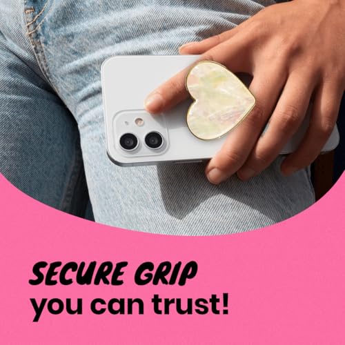 OnTheGrip Cute Natural Seashell Design Heart Shape Collapsible Mobile Phone Grip Stand Holder for Smartphone Tablet Cell Phone Accessory (Crème)