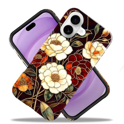 Compatible with iPhone 17,Anti-Scratch Glossy Case Cover,Stained Glass Flower 04 - color: Stained Glass Flower 04, size: IPhone 17