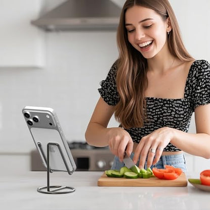 Metal Cell Phone Stand for Desk, Cute One-Piece Phone Holder, Stable Desktop Display Dock for iPhone, iPad, Samsung, Tablets & All Mobile Phones, Gray - color: Gray