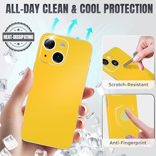 2Pcs Skin Wrap Compatible for iPhone 14 – Slim Decal Vinyl Protective Film for Sides & Back – Sleek Fit, Premium Look – Compatible with All iPhone 14 Cases - Yellow - color: Yellow