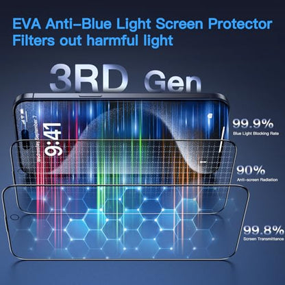 Uyiton Anti-Blue Light for iPhone 15 Pro Max Screen Protector - size: iPhone 15 Pro Max - 6.7 inch