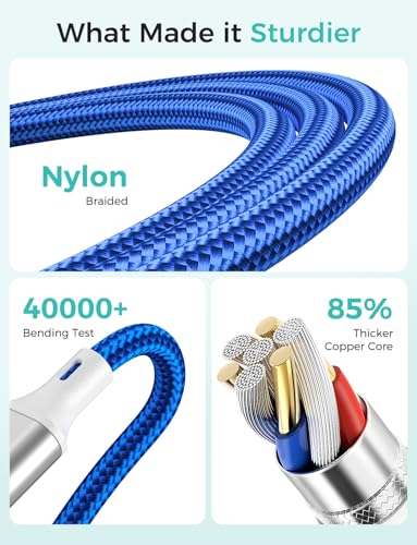 2Pack Multi Charging Cable for Apple Watch Charger 4 in 1 Travel Essentials RV Camping Essentials USB C/L/Micro Compatible with iWatch Series 11-1/iPhone 17/16/15/Android Airplane Gadgets-4FT/Blue - color: Blue, size: 4FT+4FT