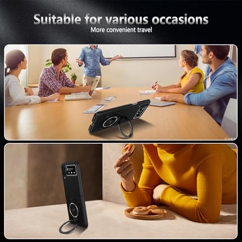 Magnetic Case for Samsung Galaxy Z Flip 3, [Compatible with MagSafe] Military Grade Shockproof Slim fit Samsung Z Flip 3 Phone Case with Magnetic Ring Kickstand Black - color: Black, size: Samsung Galaxy Z Flip 3