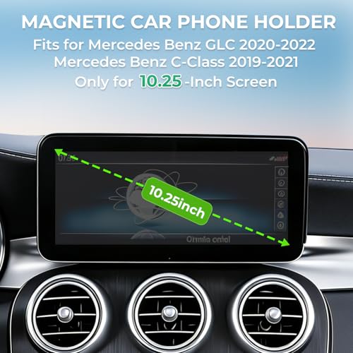 Car Phone Holder for Mercedes Benz GLC 2020-2022 & C-Class 2019-2021 (Only for 10.25-Inch Screen) 360° Rotation Magnetic Cell Phone Mount, Compatible with Magsafe, Does Not Affect Air Vent - size: Fit for 20-22 GLC & 19-21 C-Class, 10.25-Inch