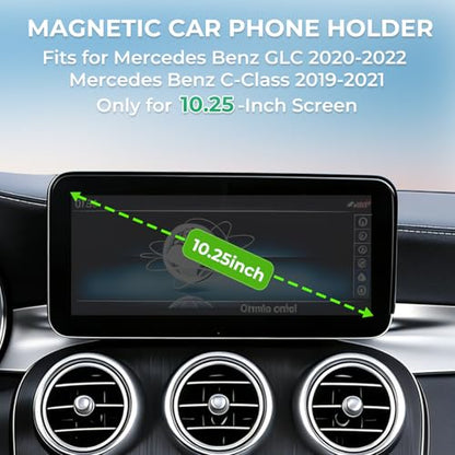 Car Phone Holder for Mercedes Benz GLC 2020-2022 & C-Class 2019-2021 (Only for 10.25-Inch Screen) 360° Rotation Magnetic Cell Phone Mount, Compatible with Magsafe, Does Not Affect Air Vent - size: Fit for 20-22 GLC & 19-21 C-Class, 10.25-Inch