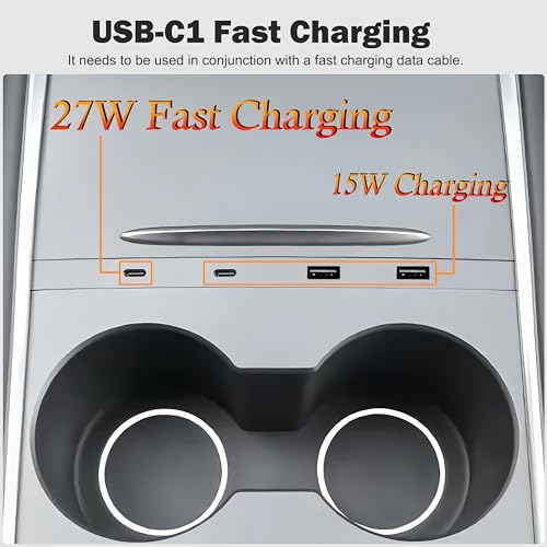 USB Hub Charger for Tesla Center Console Model 3 2021-23 & Model Y 2021-24 - color: for Model 3 2021-2023 & Model Y 2021-2024