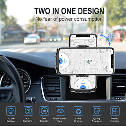 Wireless Car Charger Mount, 15W Qi Fast Charging Auto-Clamping Phone Holder, Vent/Mount Compatible with iPhone 13/12/11/X/8, Samsung S20/S10/Note20/Note10 - color: Red