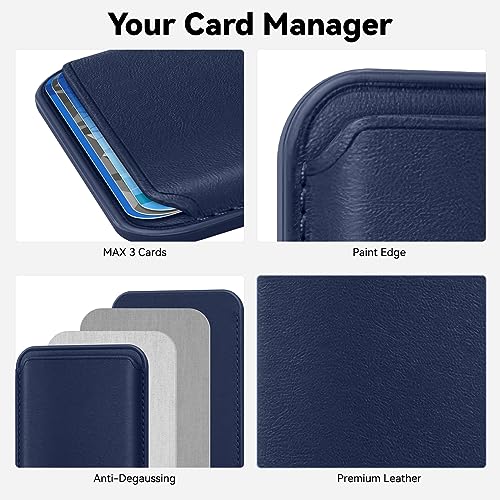 KRTALS Magnetic Wallet Cell Phone Card Holder for Phone Case with Mag-Safe | Stronger Magnetic RFID Leather Phone Wallet Stick on Series of iPhone 17/16/15/14/13/12 and Pro/Promax, Indigo Blue - color: Indigo Blue, size: 1 Pack