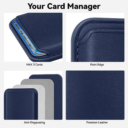 KRTALS Magnetic Wallet Cell Phone Card Holder for Phone Case with Mag-Safe | Stronger Magnetic RFID Leather Phone Wallet Stick on Series of iPhone 17/16/15/14/13/12 and Pro/Promax, Indigo Blue - color: Indigo Blue, size: 1 Pack
