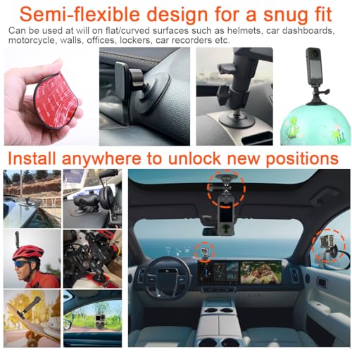 1 Inch Ball Adhesive Mount Base Compatible with RAM Mounts B Size Double Socket Arm Flexible Adhesive 1" Ball Base Mount for Action Camera Car Dashboards Motorcycle Phone Holder Mount Base