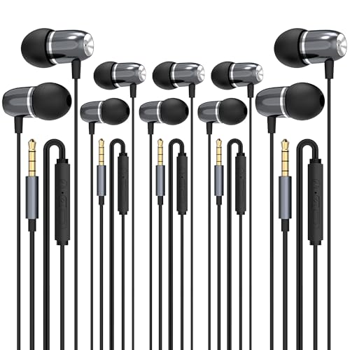MORMOQUE EP05 Wired Earbuds 5 Pack,3.5 mm Jack Noise Isolating Earphones,in-Ear Headphones with Microphone,HD Bass Audio Ear Buds,for Small Ears canals Women,Teens Boys Girls and Adult (Black) - size: 5 Pack