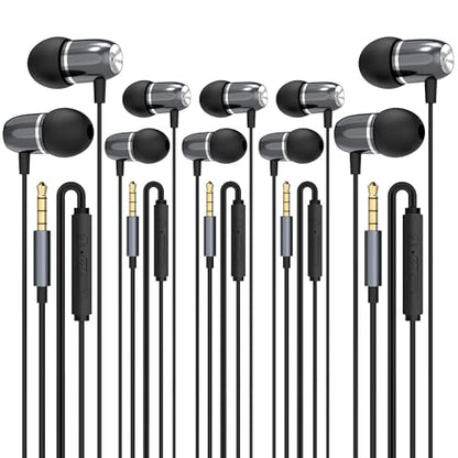 MORMOQUE EP05 Wired Earbuds 5 Pack,3.5 mm Jack Noise Isolating Earphones,in-Ear Headphones with Microphone,HD Bass Audio Ear Buds,for Small Ears canals Women,Teens Boys Girls and Adult (Black) - size: 5 Pack