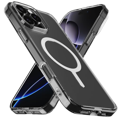 Sinjimoru for iPhone 16 Pro Max Clear Case, Compatible with MagSafe | M-Airclo Basic, anti-yellowing UV coating, shockproof PC TPU bumper, 1000G strong magnet - size: iPhone 16 Pro Max
