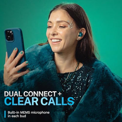 JLab Go Pop ANC True Wireless Earbuds with Dual Connect, Transparent Teal - color: Transparent Teal