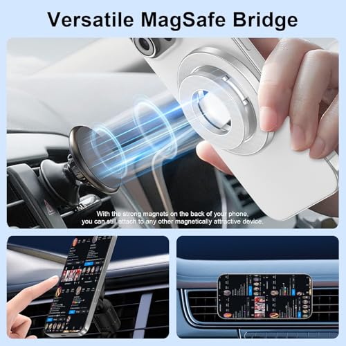 MagSafe Phone Ring Holder, Magnetic Grip Stand Dual-Sided Phone Holder - color: white