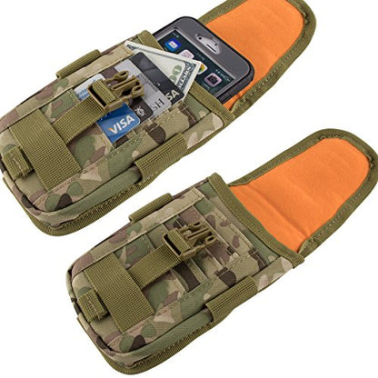 Tactical Phone Holster Pouch Case, Molle Gadget Bag Molle Attachment Belt Holder Waist Bag for 4.7"-6.9" with US Flag Patch for iPhone 18 Pro Max/17 Pro/16 Pro/15 Pro - color: Camo