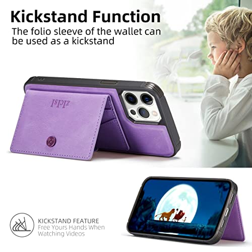 Magnetic Wallet Compatible with MagSafe with 5 Card Holders for iPhone 16/15/14 Pro Max/14 Pro/14 Plus/13/12 Series with RFID Protected,Vegan Leather,Purple - color: Purple