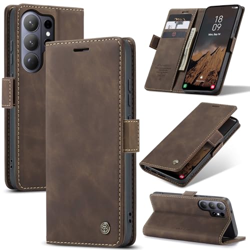 Compatible with Samsung Galaxy S26 Ultra Case with Card Holder, Kickstand Protective Flip Folio Leather Wallet Case for Galaxy S26 Ultra 5G 6.9 inch (Coffee) - color: Coffee, size: S26 Ultra 6.9 Inch