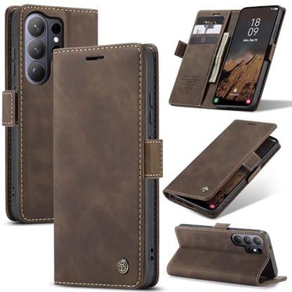 Compatible with Samsung Galaxy S26 Ultra Case with Card Holder, Kickstand Protective Flip Folio Leather Wallet Case for Galaxy S26 Ultra 5G 6.9 inch (Coffee) - color: Coffee, size: S26 Ultra 6.9 Inch