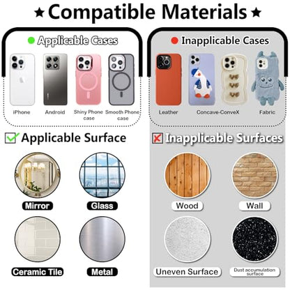 White Double Sided Silicone Suction Phone Grip Mount Cups Removable Durable Phone Stand Kickstand for Teen Girls Trendy Stuff – Hands-Free Phone Holder and Cell Phone Grips Accessories Translucent
