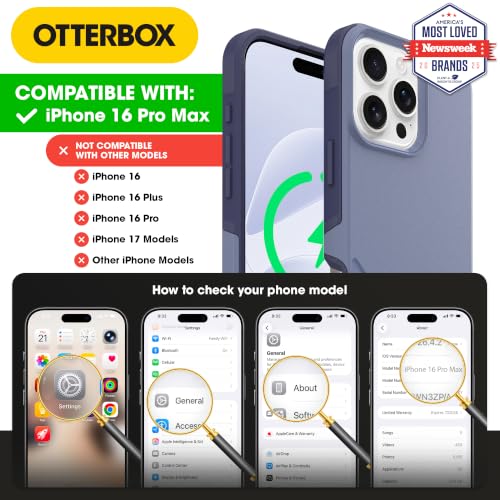 OtterBox iPhone 16 Pro Max – Commuter Series MagSafe Case - Denver Dusk | 3X Military Drop Protection - Dual-Layer Design - Pocket-Friendly - Raised Edges - Port Covers - Non-Retail Packaging - color: Denver Dusk Purple