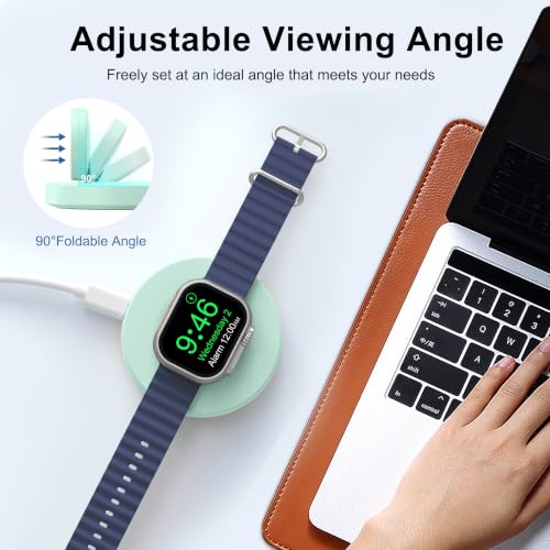 Upgraded for Apple Watch Charger, Foldable Travel Fast Charging Dock - color: Mint Green, size: USB A