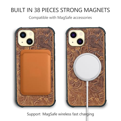 Leather Case Compatible with iPhone14 Plus Wallet 6.7" Dark Brown | Genuine Leather 2-in-1 Magnetic Detachable Shockproof,Flip Folio Cover with Card Slot,Wireless Charging RFID Blocking Brown - color: Dark Brown, size: 6.7"-14 Plus