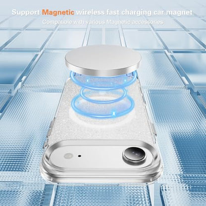 LEMAXELERS Magnetic Clear Glitter Case for iPhone 17 Air -Clear SF | Compatible with MagSafe, Crystal Sparkly Bling Clear TPU Bumper Hard PC Slim Shockproof Protective Cover - color: Clear, size: iPhone Air