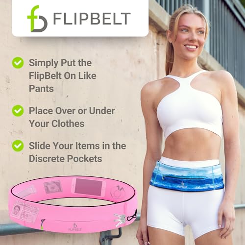FlipBelt Zipper Running Belt, Waist Pack for Fitness and Running, US Company - color: Girly Pop Pink, size: Small