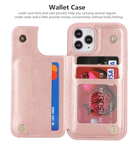 iCoverCase Compatible with iPhone 11 Pro Phone Case with Card Holder, Wallet Case for Women Men RFID Blocking PU Leather Protective Case 5.8 Inch (Rose Gold) - color: Rose Gold