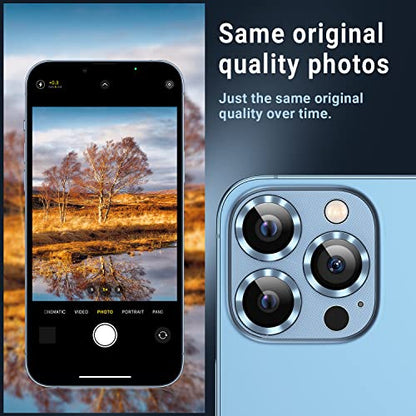 Korecase 2 Pack Designed for iPhone 13 Pro & iPhone 13 Pro Max Camera Lens Protector Metal Tempered Glass Camera Cover,Whole Piece 9H Strong Stickiness Rear Camera Lens Case Friendly - Black - color: Graphite