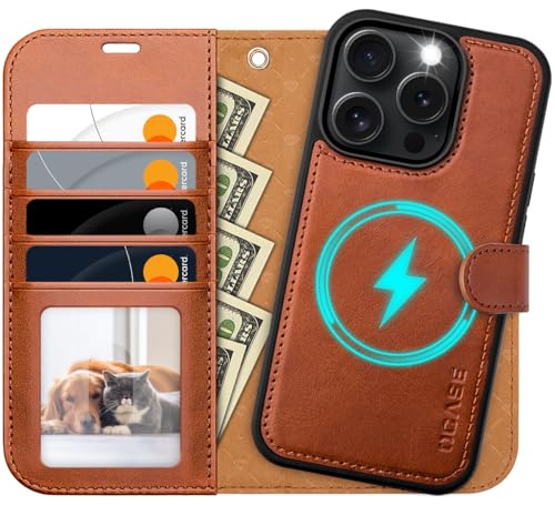 OCASE for iPhone 16 Pro Max Case Detachable Wallet Case with Card Holder, 2 in 1 Pu Leather Flip Folio with RFID Blocking Stand Wrist Strap Shockproof Phone Cover 6.9 Inch 2024, Brown - color: Brown, size: iPhone 16 Pro Max