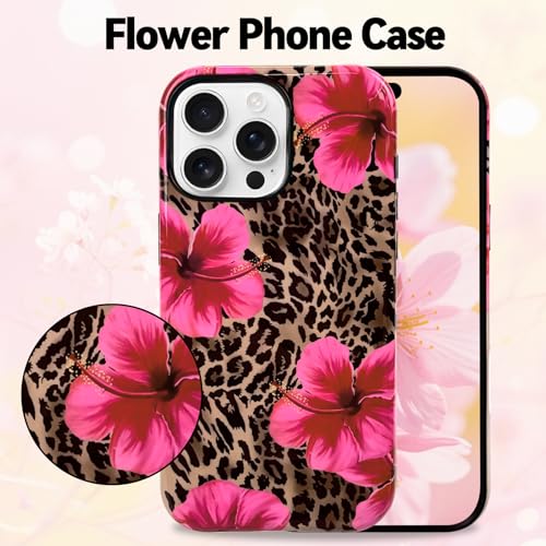 Lovmooful for iPhone 16 Pro Case Cute Flower Leopard-Hibiscus | Compatible for iPhone 16 Pro Case,Aesthetic,Hibiscus,Floral,2 in 1,for Women Girls,Soft TPU+PC,Shockproof,Protective - size: iPhone 16 Pro