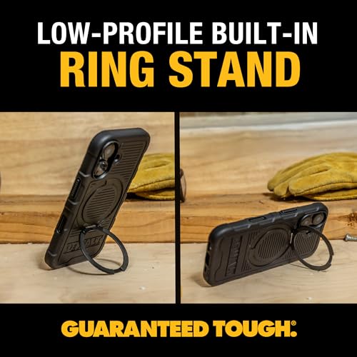DEWALT 360° Rotatable Magnetic Ring for iPhone 16 Pro Max Case, Heavy Duty Drop Protection Fit for MagSafe w/Stand & Ring Holder, Shockproof Nanobubbles for iPhone 16 Pro Max Phone Case Ostand, Black - size: iPhone 16 Pro Max