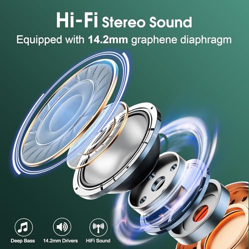 Aptkdoe Wireless Earbuds 75H Bluetooth 5.4 Sport Headphones with Earhooks - color: Dark Green