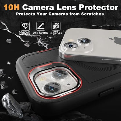 Follaroma for iPhone 13 Case with Stand & Built-in Camera Cover, MagSafe Compatible, Heavy-Duty Shockproof Protection, Magnetic & Rugged Phone Cover for iPhone 13 6.1'', Black-red - color: Black-red