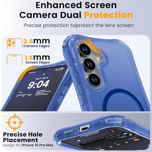 WRJ Magnetic Matte for Samsung Galaxy S26 FE Case,Samsung S25 FE Case [Fit for MagSafe][Military Grade Drop Protection] Translucent Shockproof Protective Phone Case-Blue - color: Blue, style: Matte