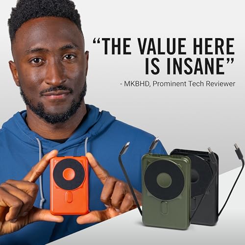Ridge 20W Magnetic Power Bank Battery Pack 10,000mAh - Fast Charging, Compatible with MagSafe - Portable Charger Flight-Safe Travel Powerbank - Built-in Cables & Magnetic Attachment (Matte Olive) - color: Matte Olive