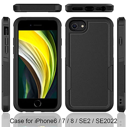 Heavy‑Duty Rugged Anti‑Drop Shockproof Protective Phone Case for iPhone SE 3rd/2rd, iPhone 8/7 Case, Durable Protective Shell, Black - color: Black, size: iPhone 7/8/SE2/SE3