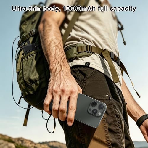 AsperX 10000mAh Slim Portable Charger, USB C Battery Pack Power Bank - color: black